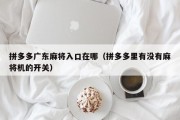 拼多多广东麻将入口在哪（拼多多里有没有麻将机的开关）