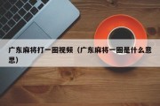 广东麻将打一圈视频（广东麻将一圈是什么意思）