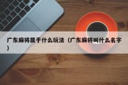 广东麻将属于什么玩法（广东麻将叫什么名字）