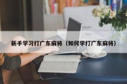 新手学习打广东麻将（如何学打广东麻将）